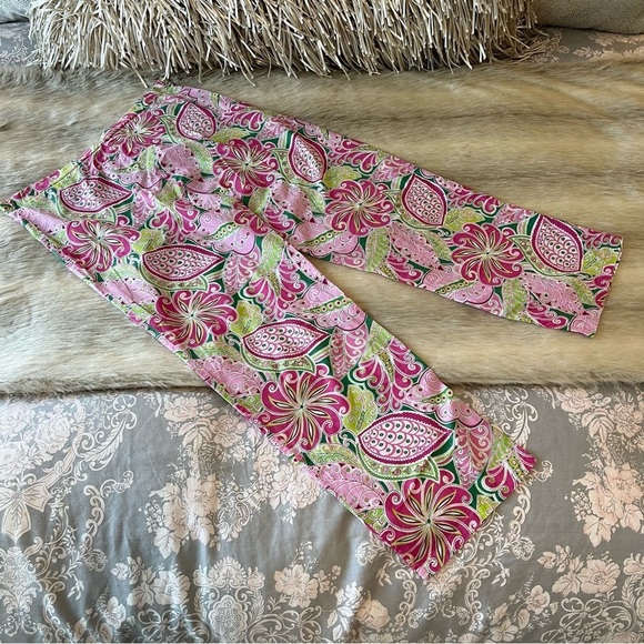 VERA BRADLEY Pinwheel Pink 2008 Pajama Bottoms Green Lightweight Floral Y2K - Picture 8 of 14